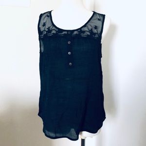 SOLD: Mine Black Sleeveless Top with Lace